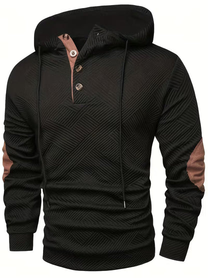 Earl - Strukturierter Hoodie mit Knopfleiste