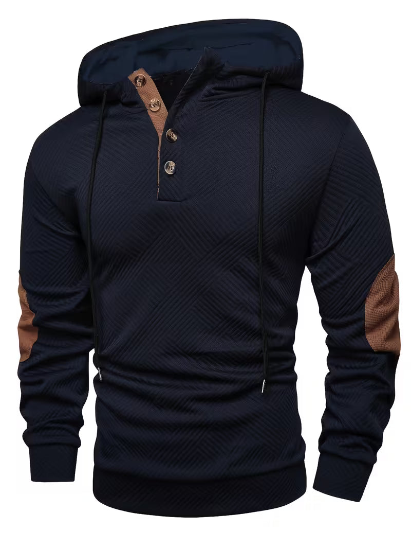 Earl - Strukturierter Hoodie mit Knopfleiste