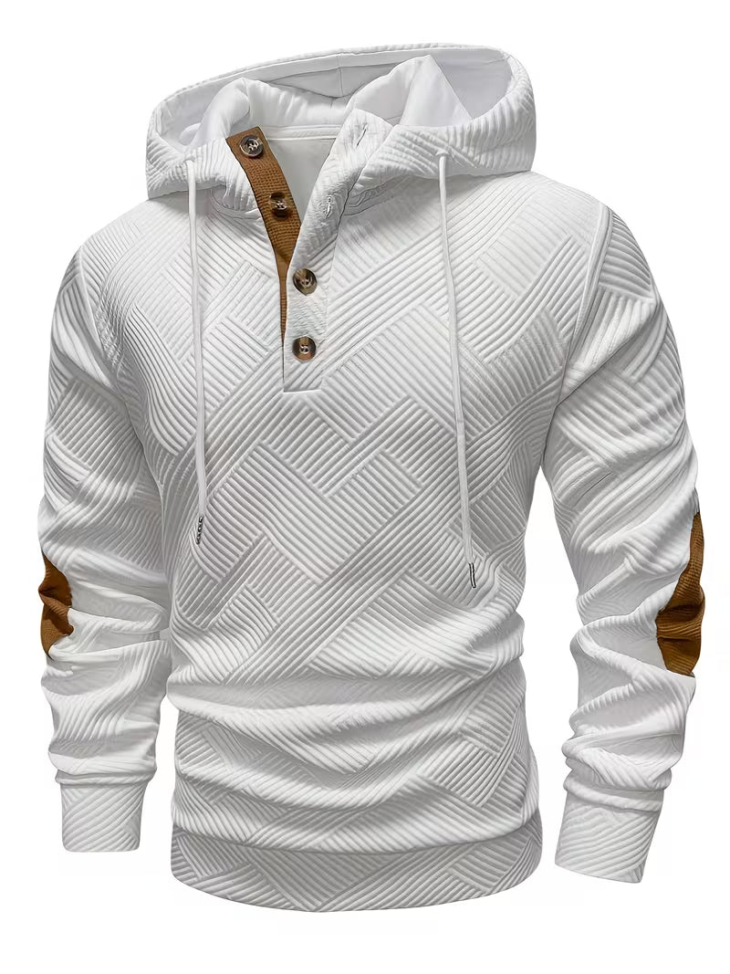 Earl - Strukturierter Hoodie mit Knopfleiste