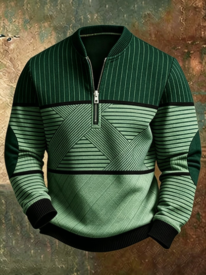 Falko - Half-Zip Strickpullover mit Blockmuster