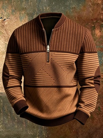 Falko - Half-Zip Strickpullover mit Blockmuster