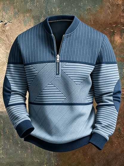 Falko - Half-Zip Strickpullover mit Blockmuster