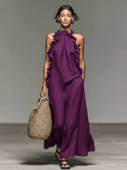 Serela - Volant-Maxikleid mit Taschen