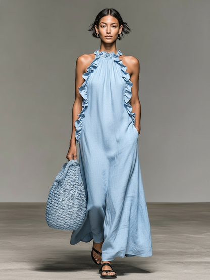 Serela - Volant-Maxikleid mit Taschen