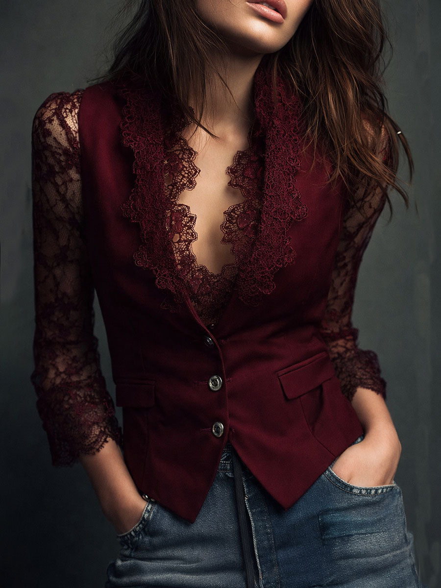 Glenda - Kurzer Blazer mit halbtransparenten Ärmeln