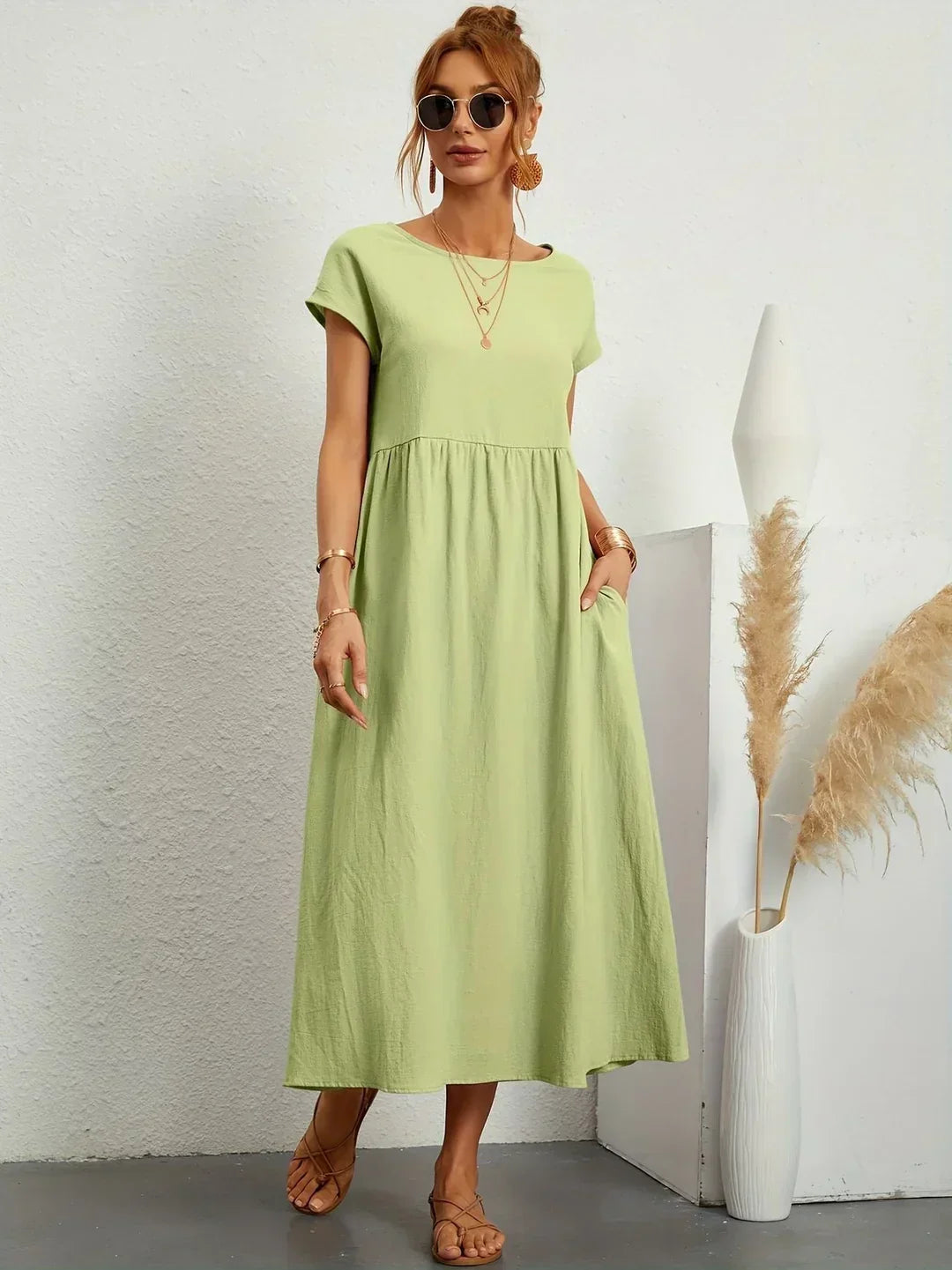 Glenna - Fließendes Midi-Kleid