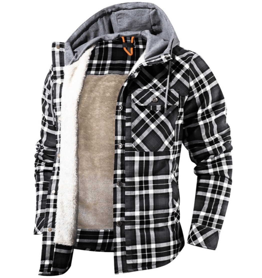 James - Gefütterte Flanelljacke mit Kapuze