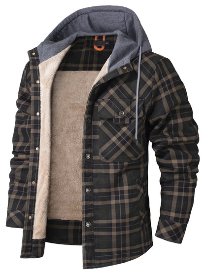 James - Gefütterte Flanelljacke mit Kapuze