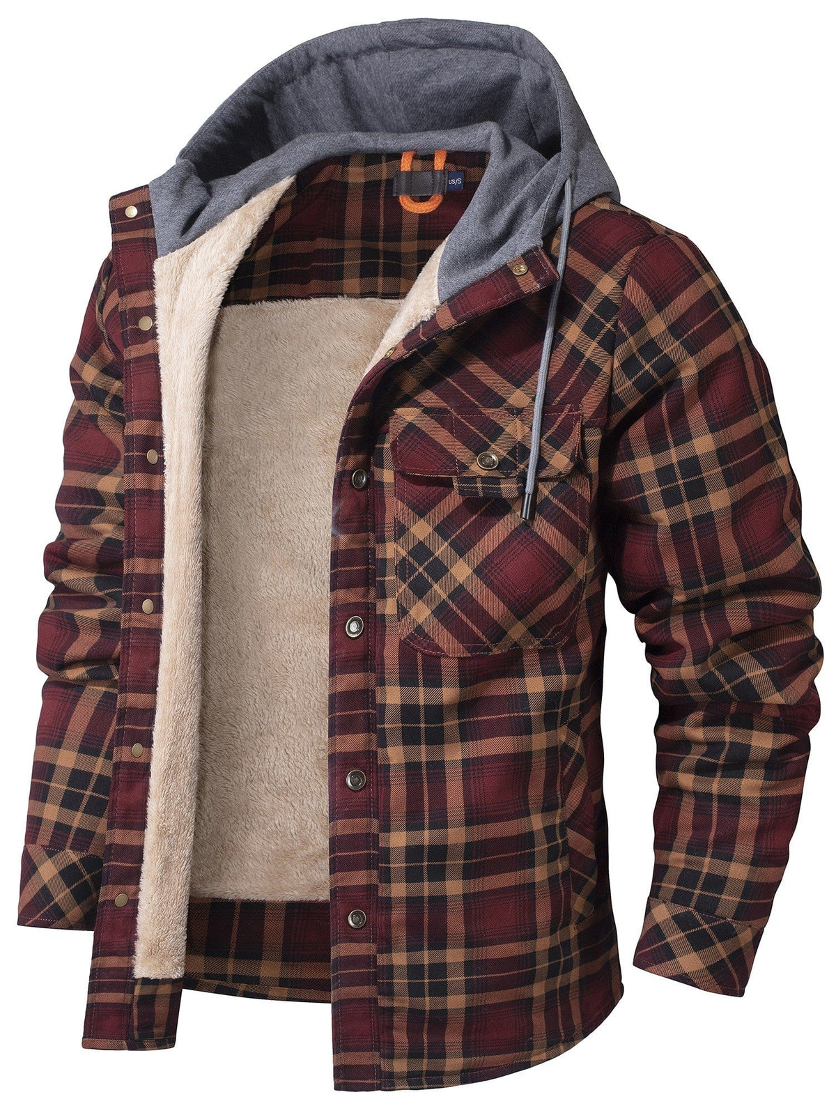 James - Gefütterte Flanelljacke mit Kapuze