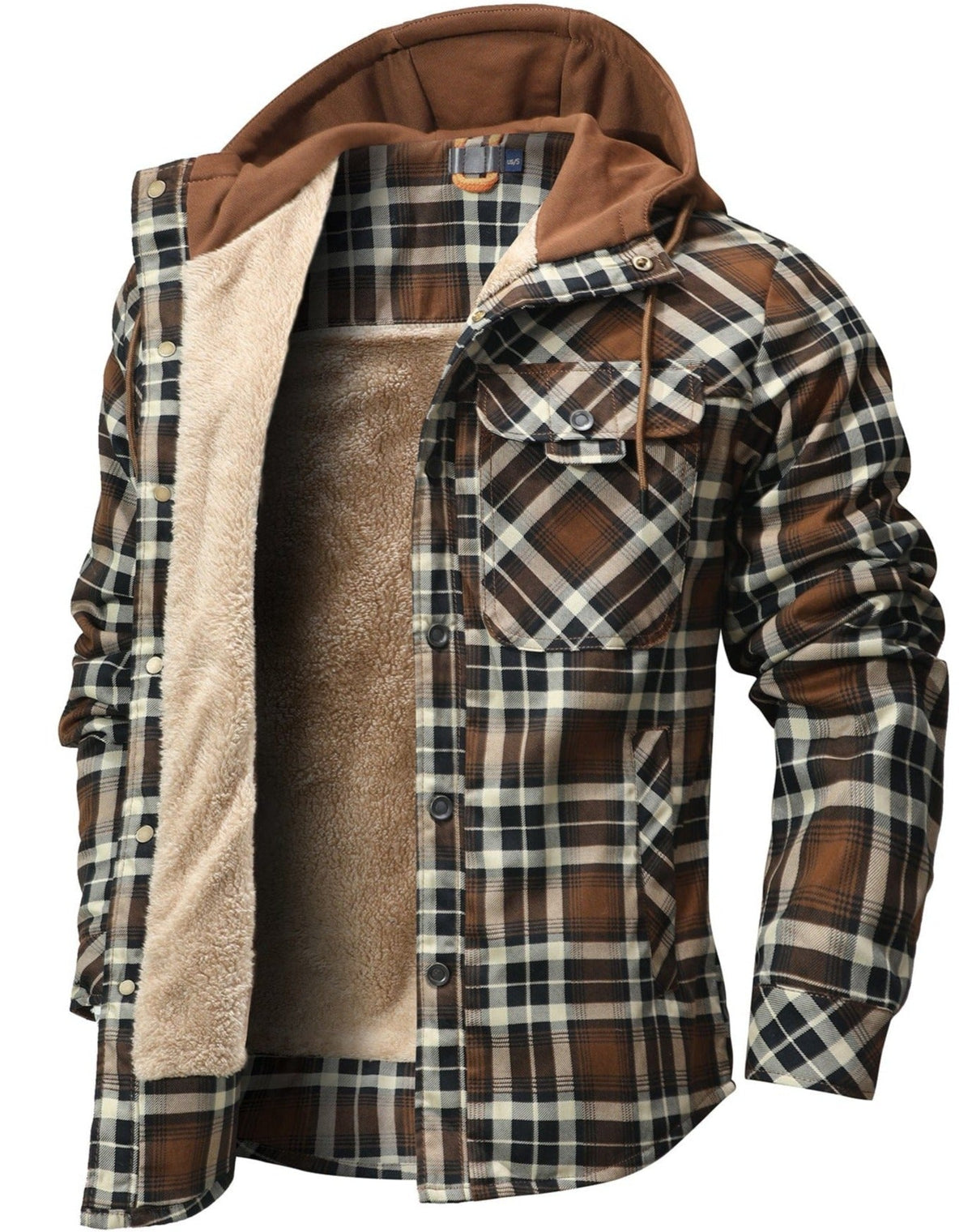 James - Gefütterte Flanelljacke mit Kapuze
