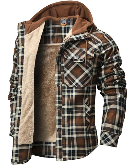James - Gefütterte Flanelljacke mit Kapuze