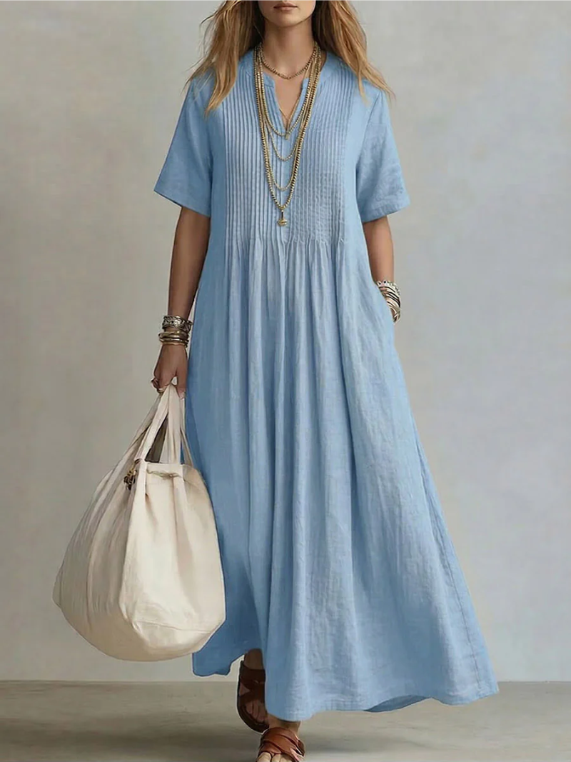 Jana - Plissiertes Baumwollkleid