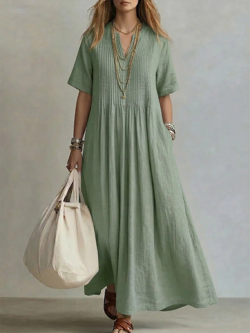 Jana - Plissiertes Baumwollkleid