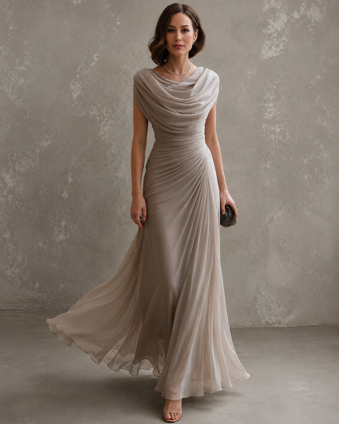 Jilliann - Ärmelloses drapiertes Maxikleid
