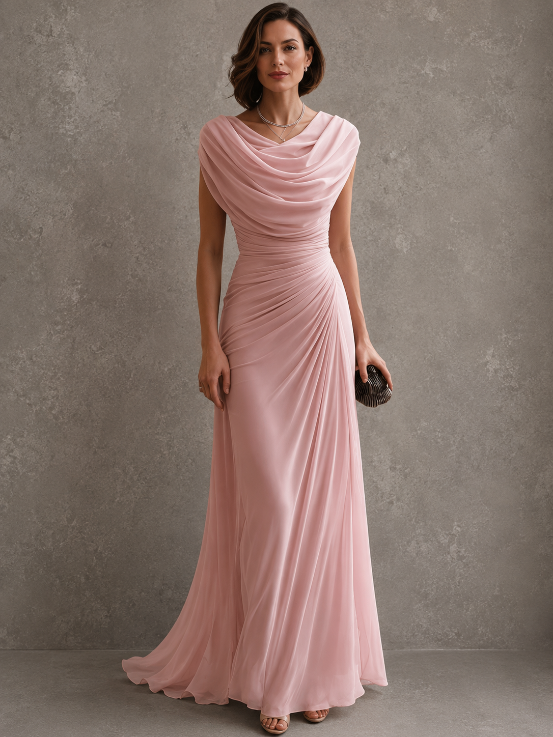 Jilliann - Ärmelloses drapiertes Maxikleid