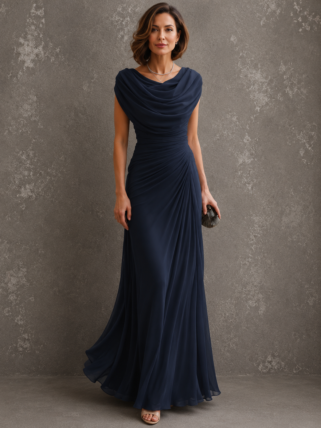 Jilliann - Ärmelloses drapiertes Maxikleid