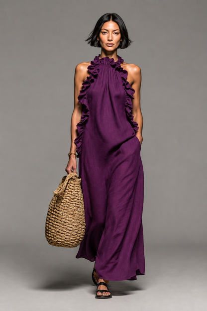 Jolene - Ärmelloses Rüschen-Maxikleid