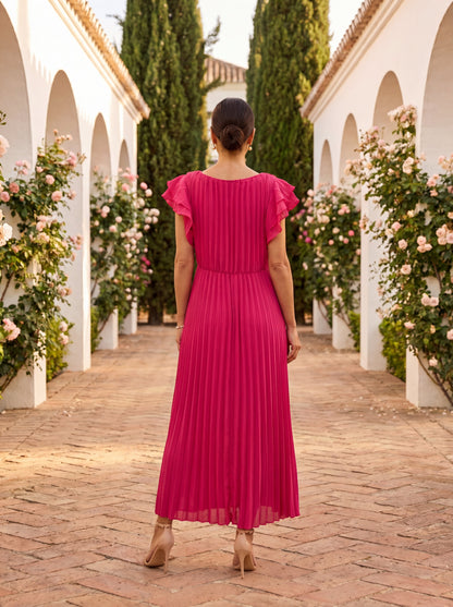 Seraphina - Plissiertes Maxikleid mit Knotendetail