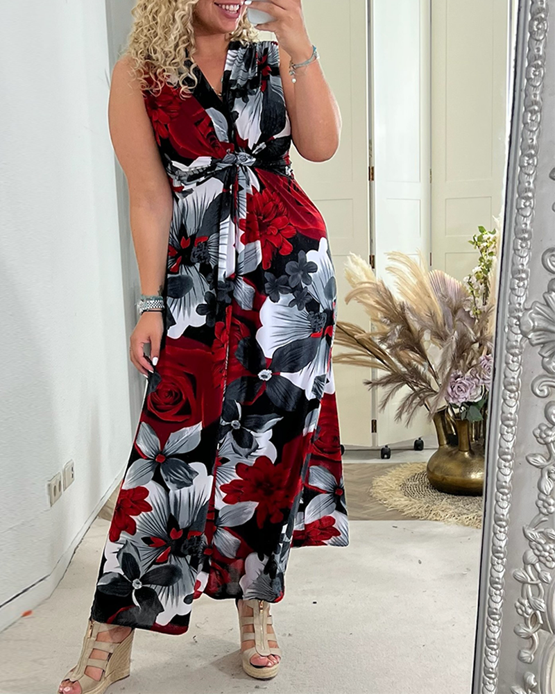 Keri - Florales Plissee-Maxikleid