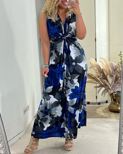 Keri - Florales Plissee-Maxikleid