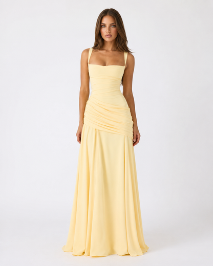 Lenara - Drapiertes Maxikleid mit Schnürrücken