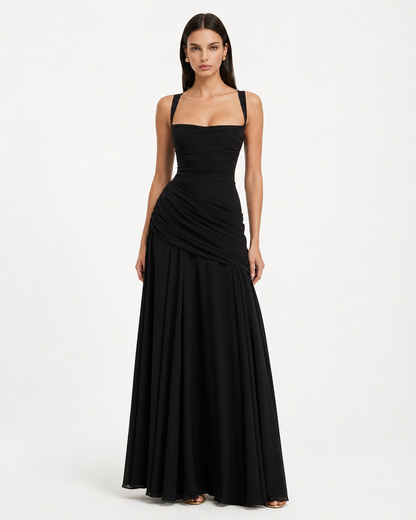 Lenara - Drapiertes Maxikleid mit Schnürrücken
