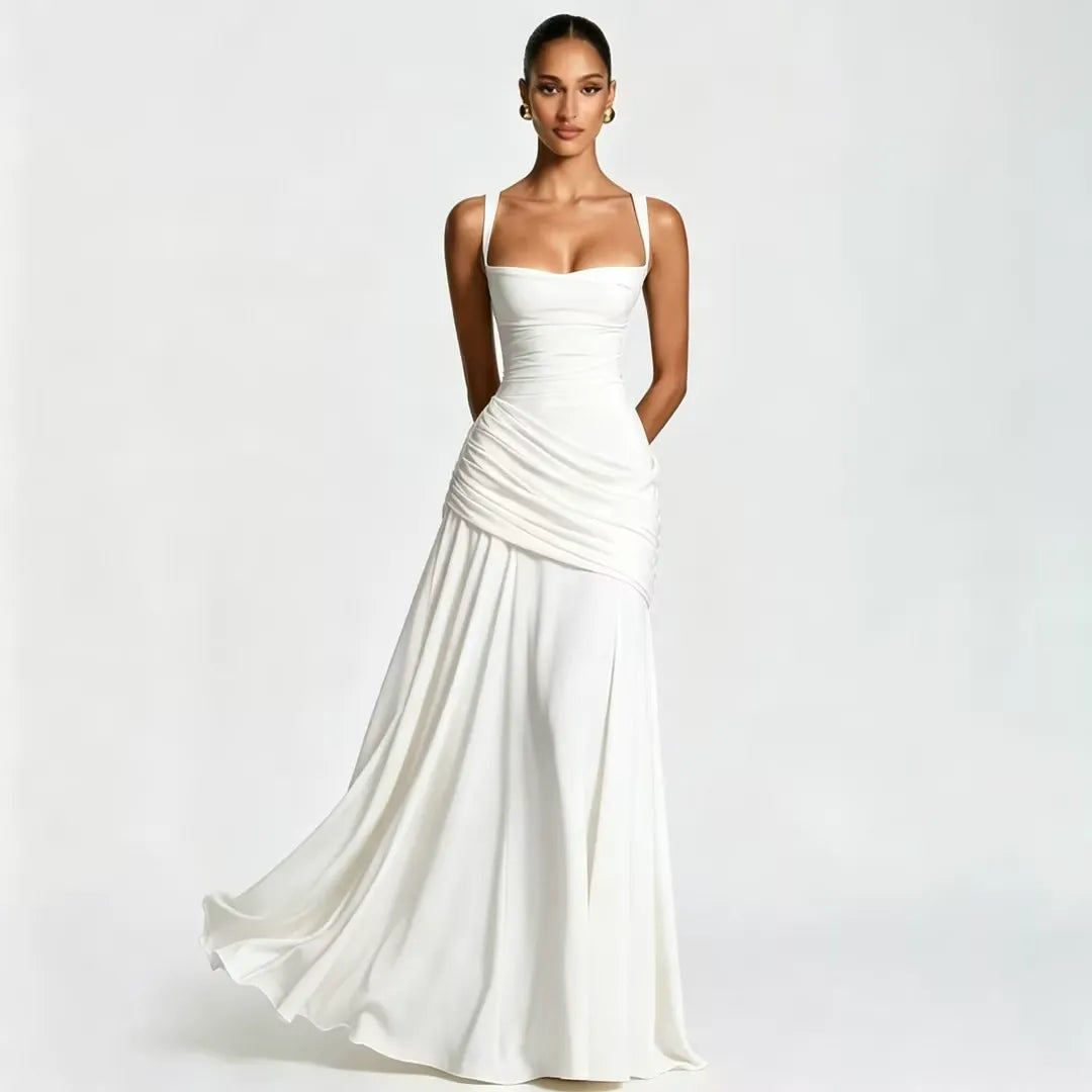 Lenara - Drapiertes Maxikleid mit Schnürrücken