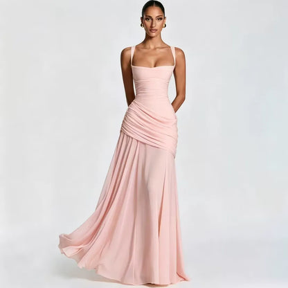 Lenara - Drapiertes Maxikleid mit Schnürrücken