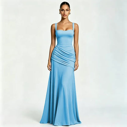 Lenara - Drapiertes Maxikleid mit Schnürrücken