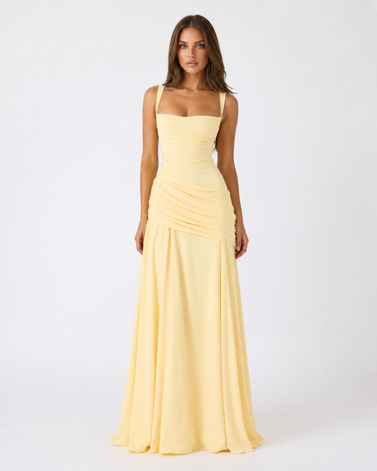 Lenora - Drapiertes Maxikleid mit Carré-Ausschnitt