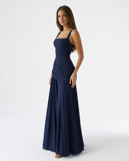 Lenora - Drapiertes Maxikleid mit Carré-Ausschnitt