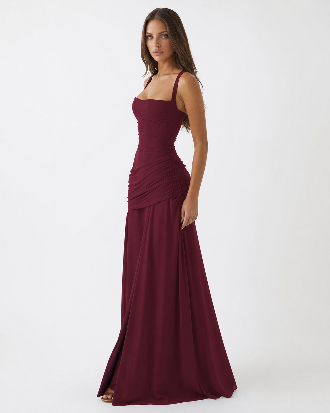 Lenora - Drapiertes Maxikleid mit Carré-Ausschnitt