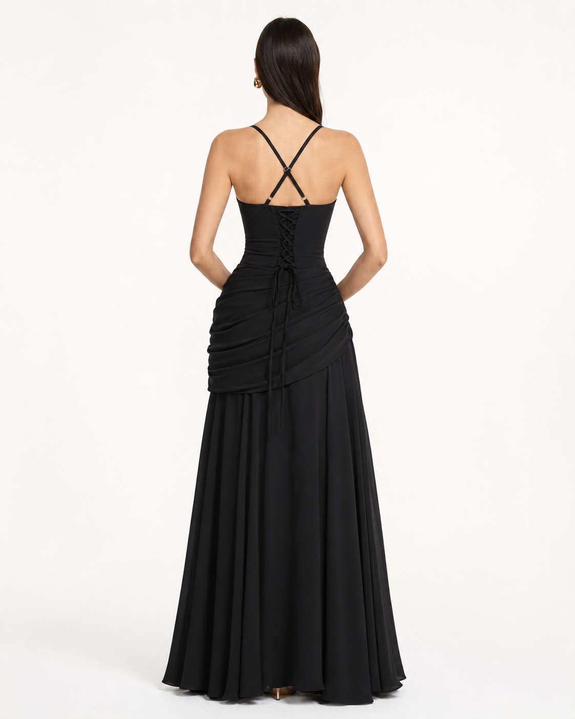 Lenora - Drapiertes Maxikleid mit Carré-Ausschnitt