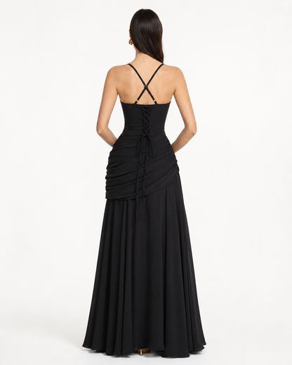 Lenora - Drapiertes Maxikleid mit Carré-Ausschnitt