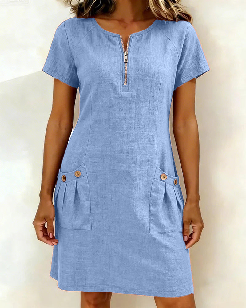Lina - Baumwoll-Leinen A-Linien-Kleid