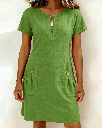 Lina - Baumwoll-Leinen A-Linien-Kleid