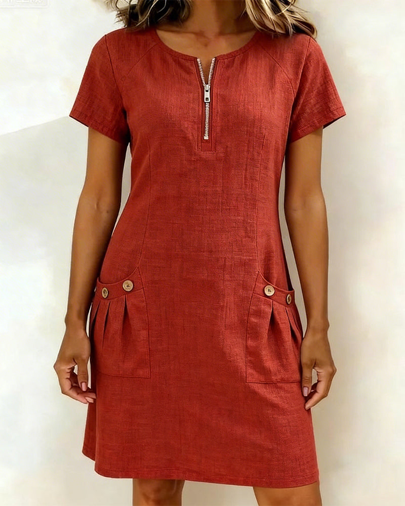 Lina - Baumwoll-Leinen A-Linien-Kleid