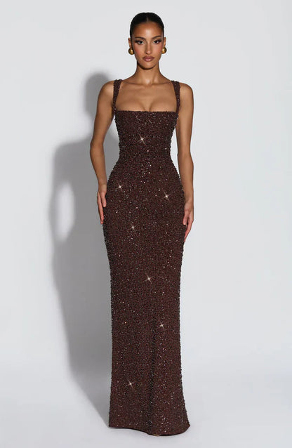 Liora - Schimmerndes Korsagen-Maxikleid