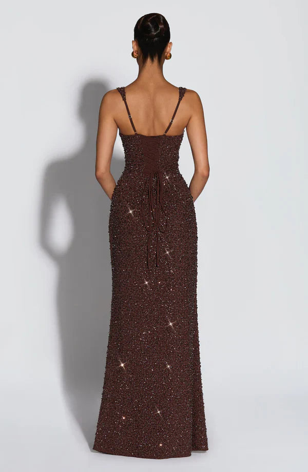 Liora - Schimmerndes Korsagen-Maxikleid