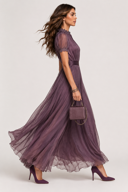 Livara - Lila Chiffon-Maxikleid