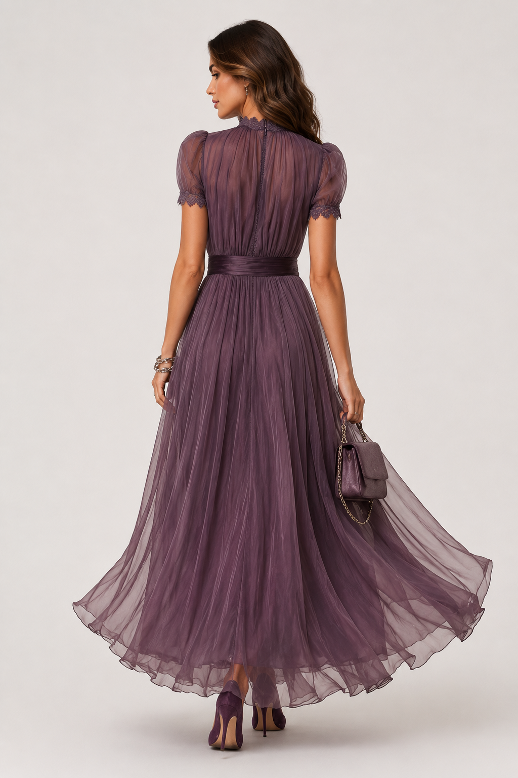 Livara - Lila Chiffon-Maxikleid