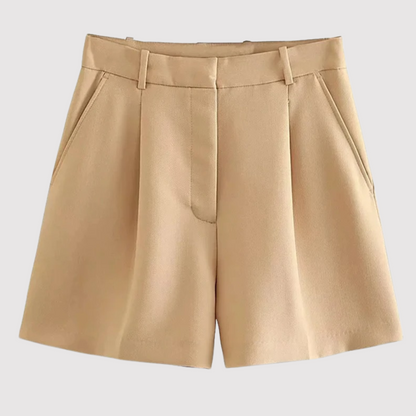 Lynda - Hochbundige Frontfalten-Shorts