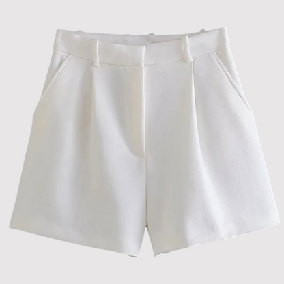 Lynda - Hochbundige Frontfalten-Shorts