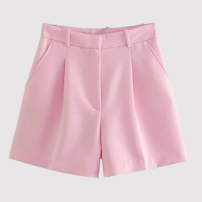 Lynda - Hochbundige Frontfalten-Shorts