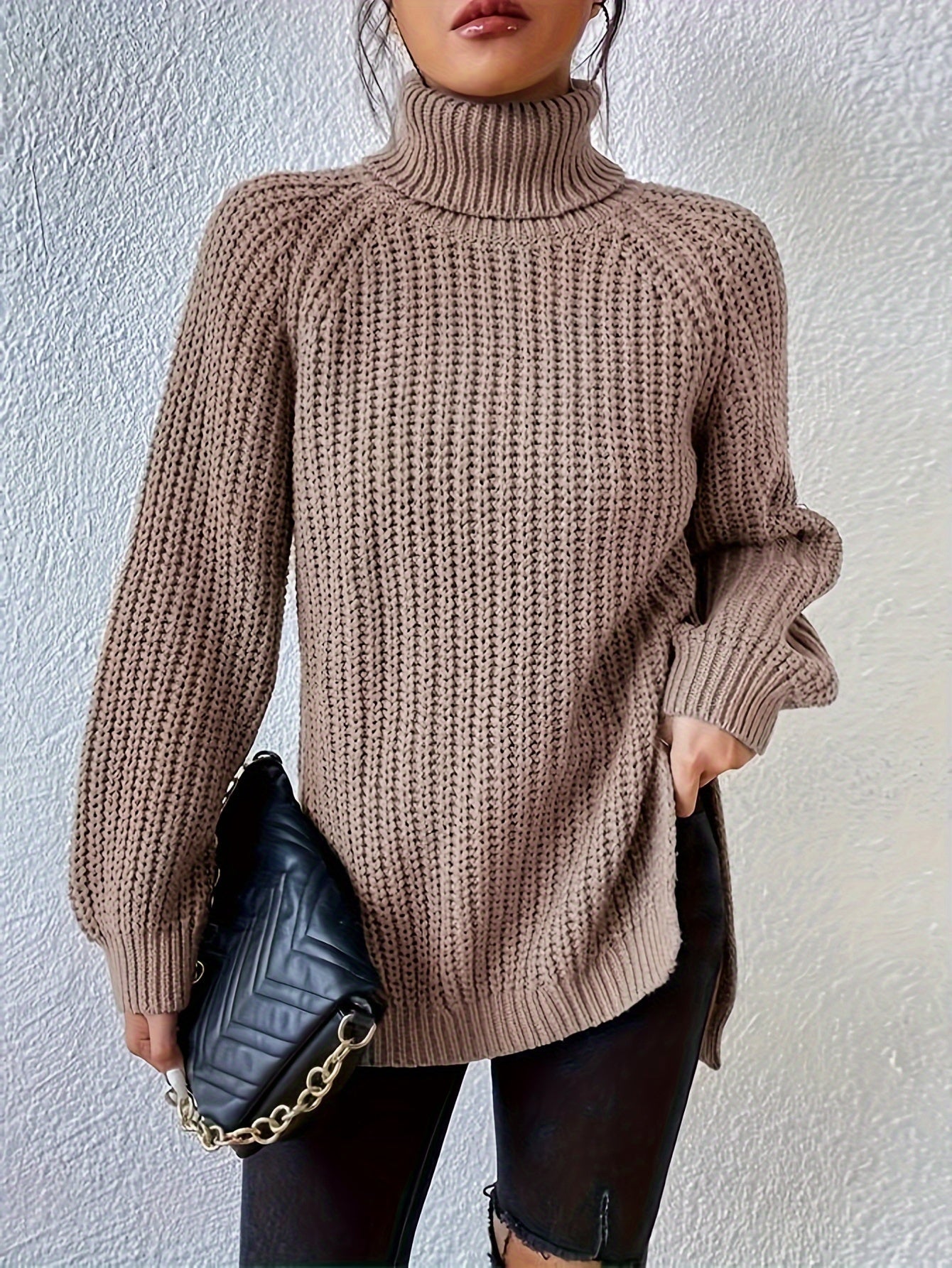 Lysette - Raglan-Stricktop mit Hochkragen