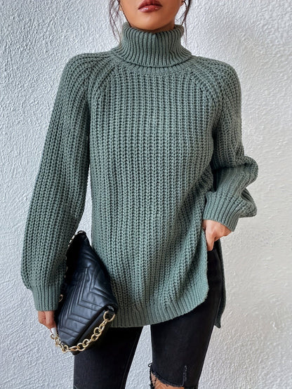 Lysette - Raglan-Stricktop mit Hochkragen