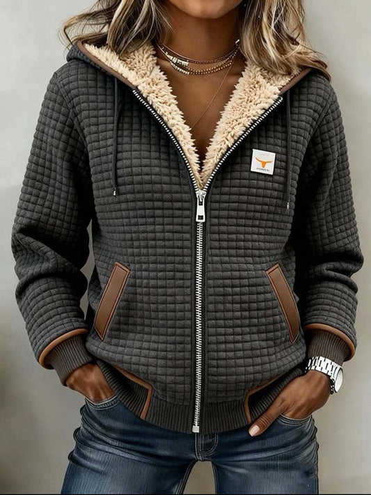 Margaret - Gesteppte Sherpa-Kapuzenjacke mit Reißverschluss