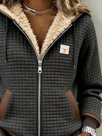 Margaret - Gesteppte Sherpa-Kapuzenjacke mit Reißverschluss