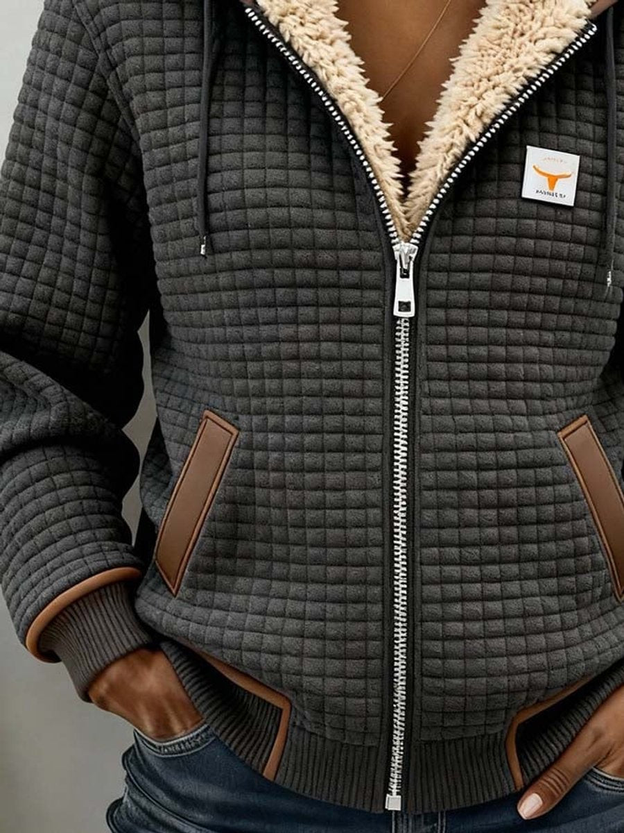 Margaret - Gesteppte Sherpa-Kapuzenjacke mit Reißverschluss