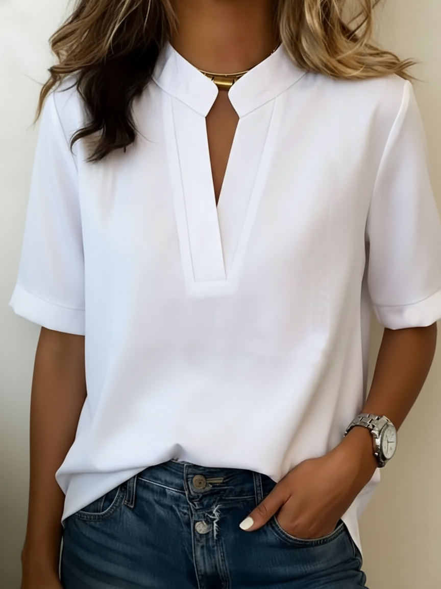 Margaux - Kurzarm Crêpe Bluse
